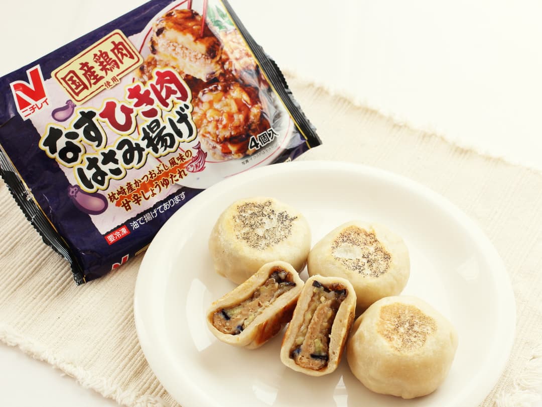 なすひき肉はさみ揚げのジューシーおやきの完成写真