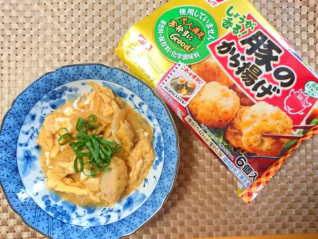 豚のからあげの卵とじの完成写真