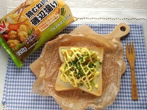 鶏むね肉の磯辺揚げのマヨチーズトーストの完成写真