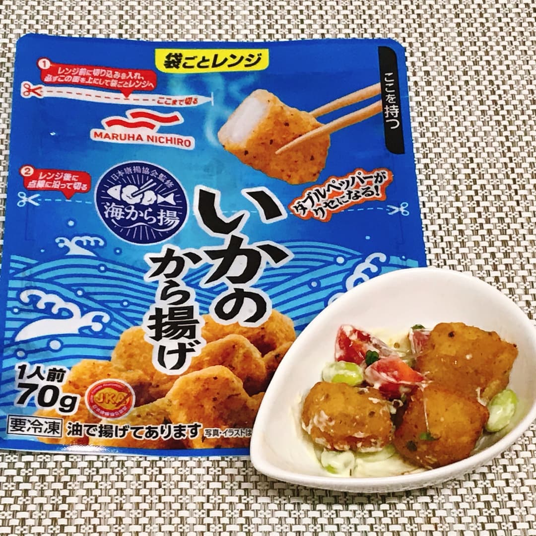 デリ風いかのから揚げ温サラダの完成写真