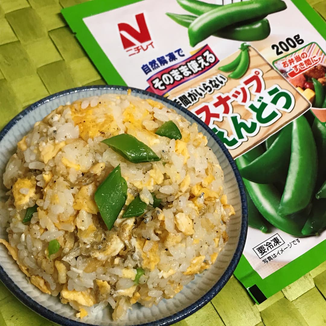 スナップえんどうとじゃこの炒飯の完成写真