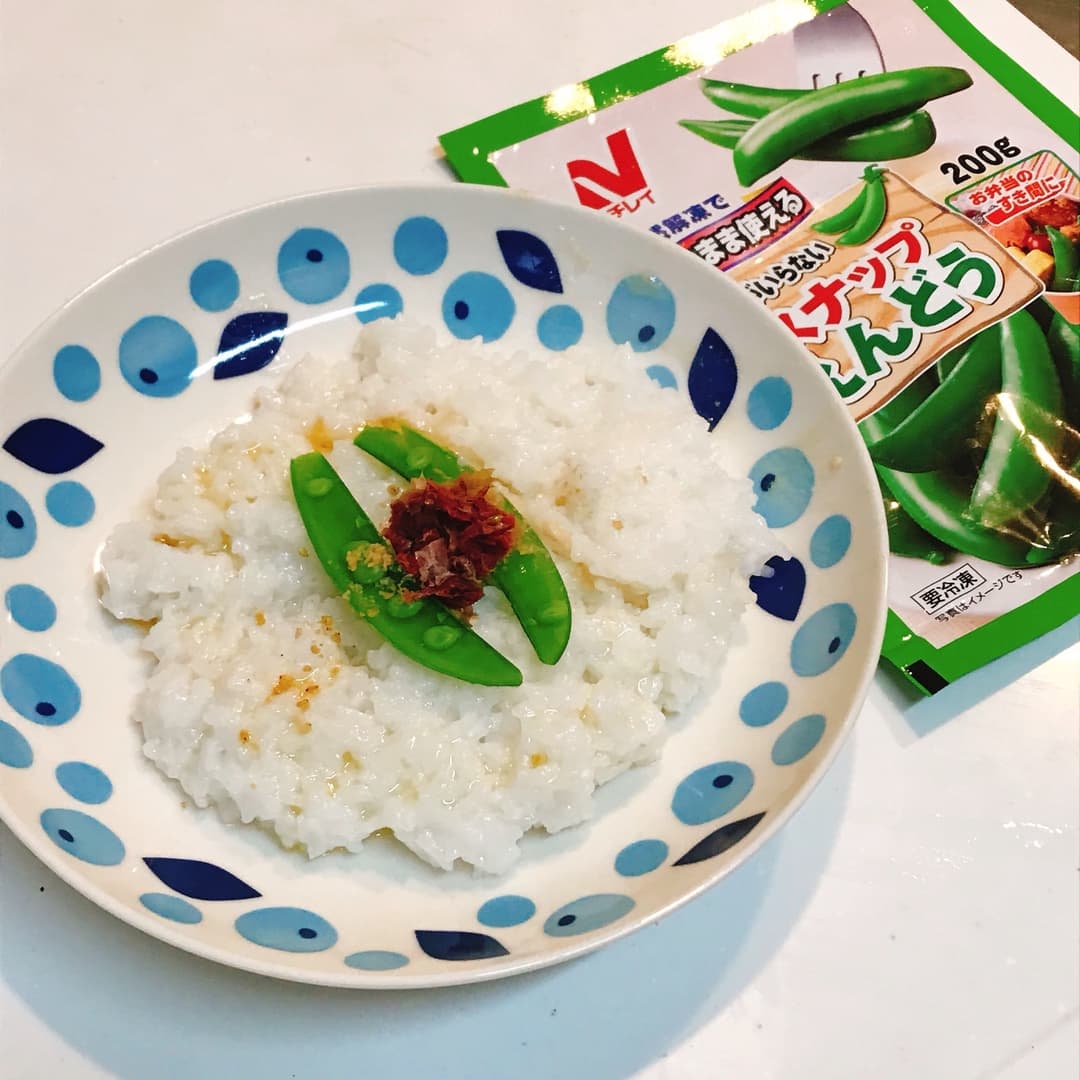 スナップえんどうの粥の完成写真