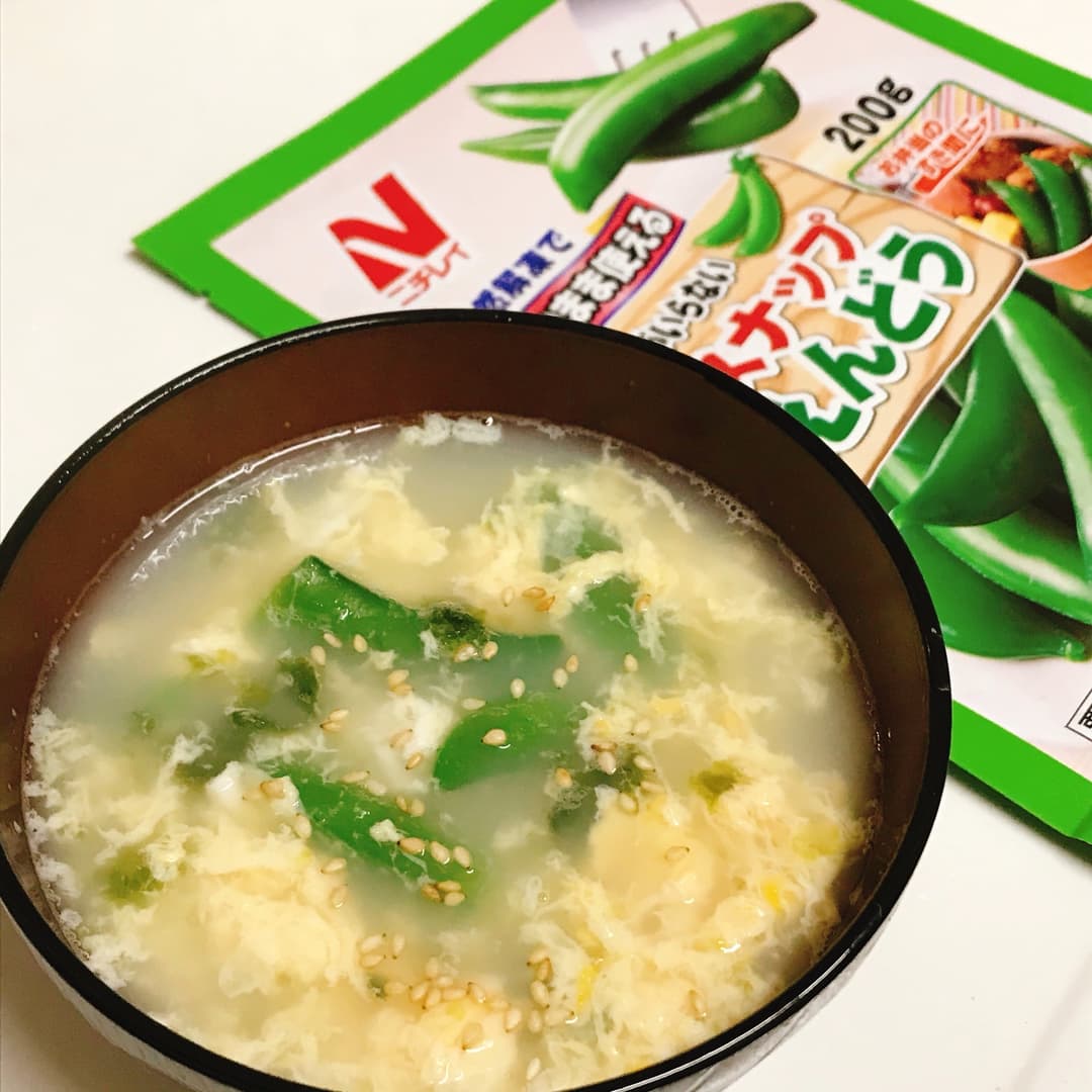 海苔とスナップえんどうの中華スープの完成写真