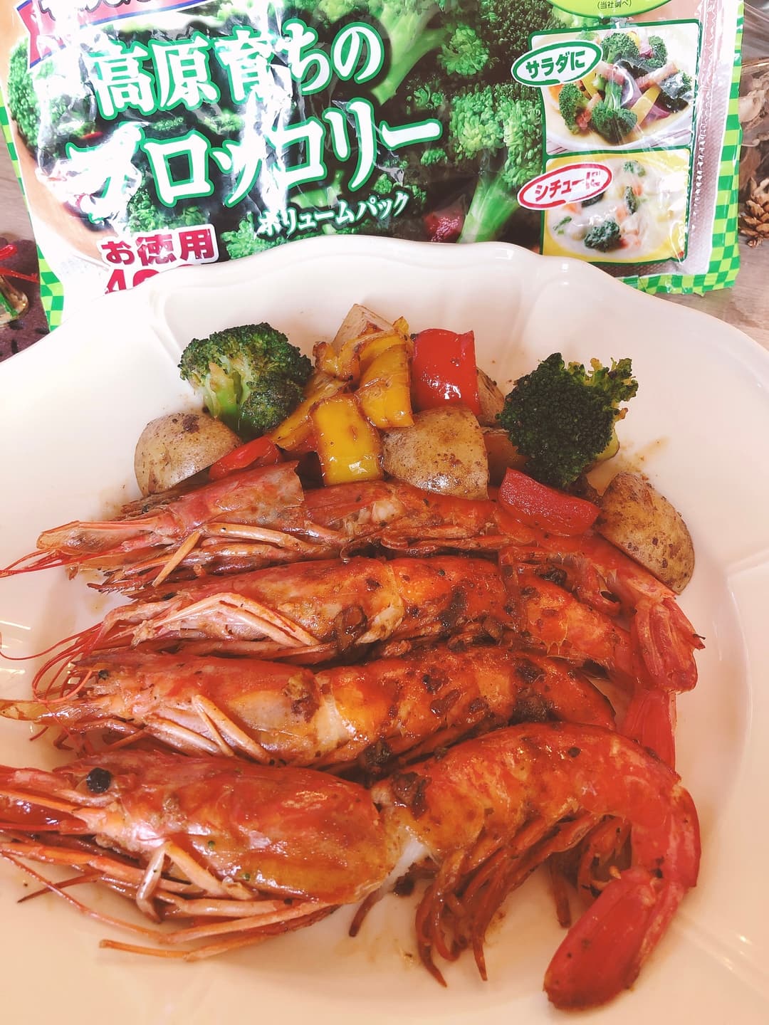 有頭エビのスパイシーソテーの完成写真