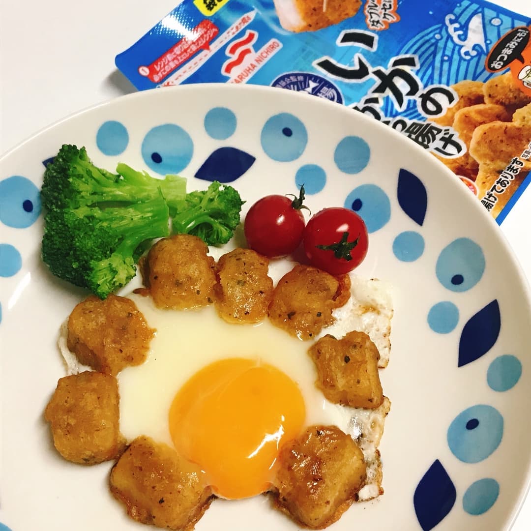 いかからの巣ごもり風目玉焼きの完成写真