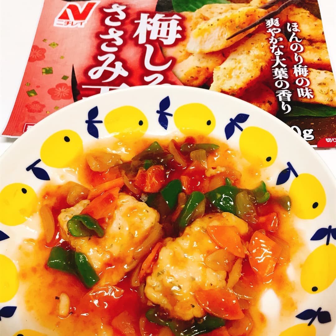 レンジで作る梅しそささみ天の酢鶏の完成写真