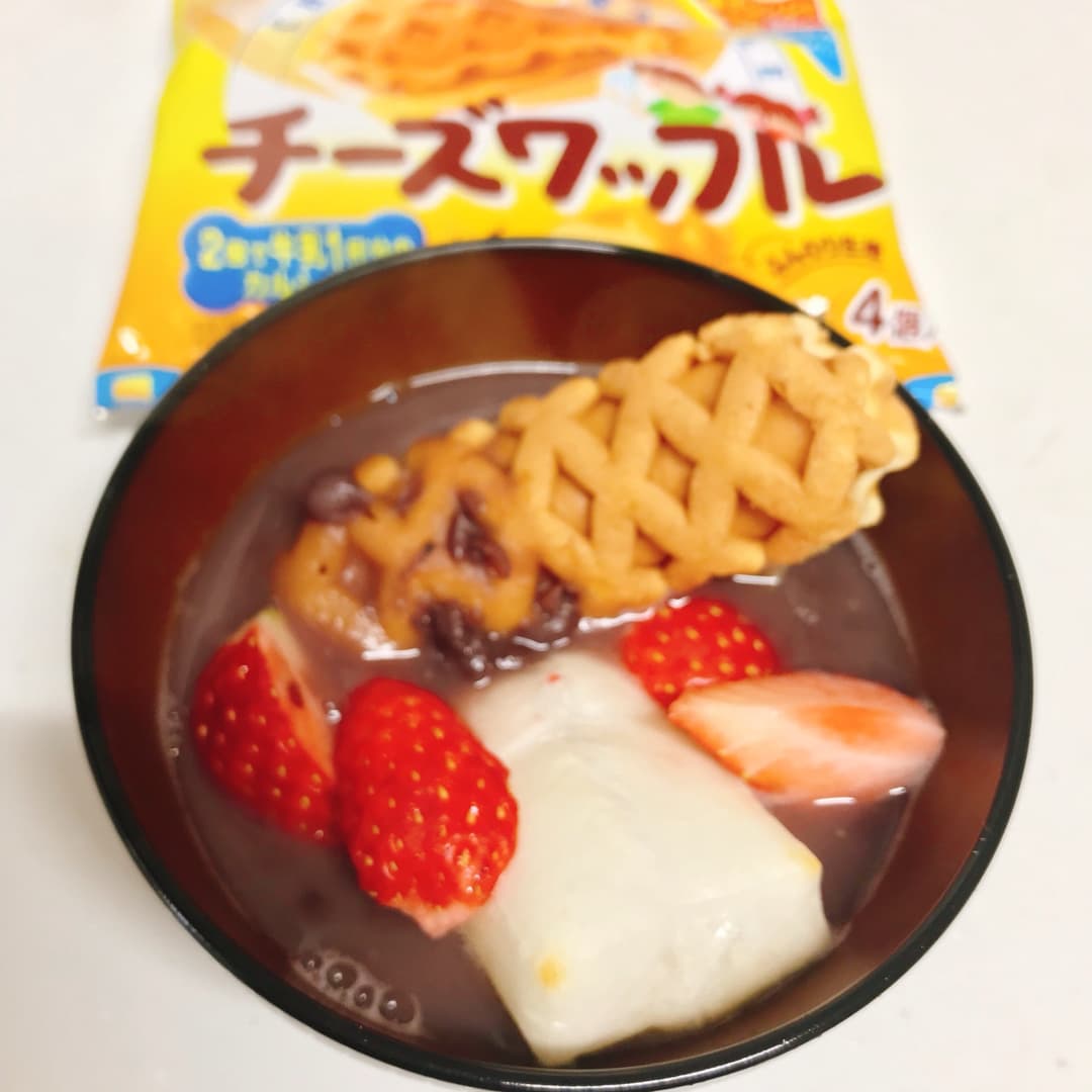 チーズワッフルぜんざいの完成写真