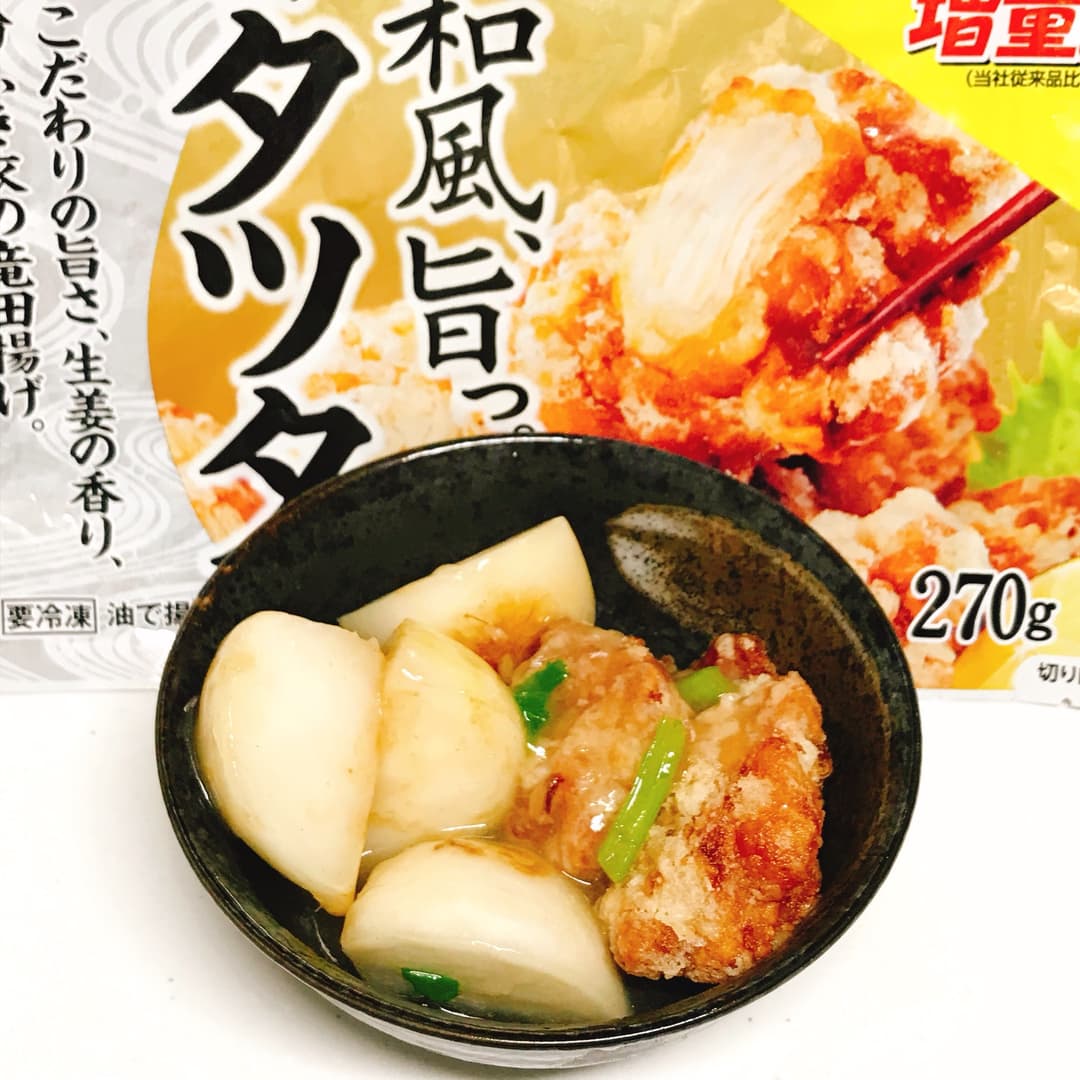若鶏タツタと焼かぶのあんかけの完成写真