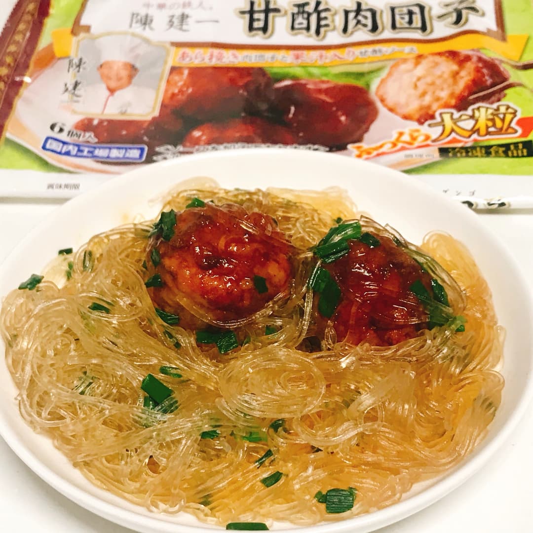 甘酢肉団子の春雨炒めの完成写真