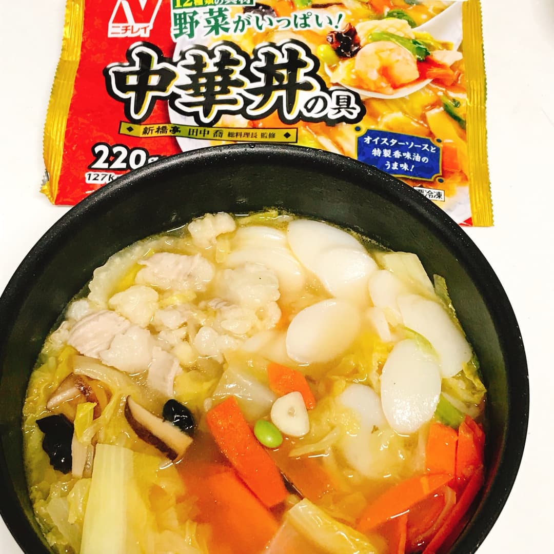 中華丼のもつ鍋の完成写真
