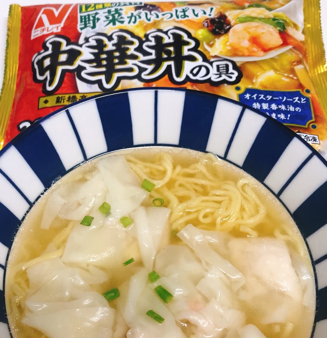 中華丼で作るワンタンの完成写真