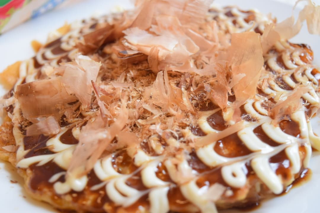 えびシューマイ入りお好み焼きの完成写真