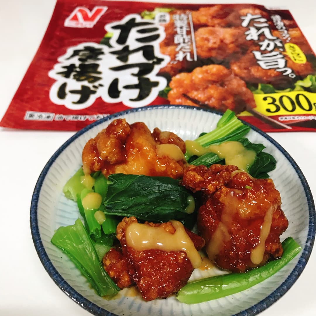たれづけ唐揚げと小松菜の酢味噌和えの完成写真