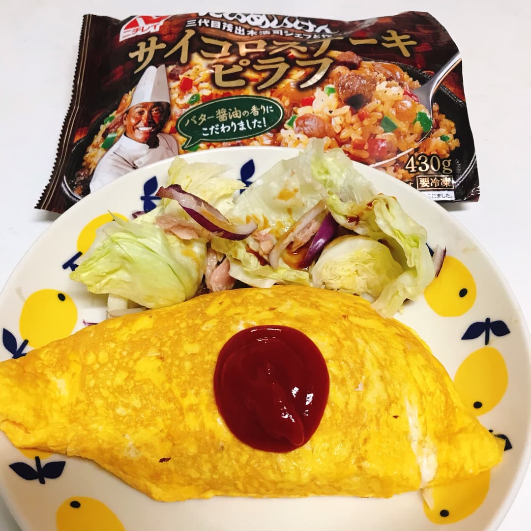 たいめいけんのオムサイコロステーキの完成写真