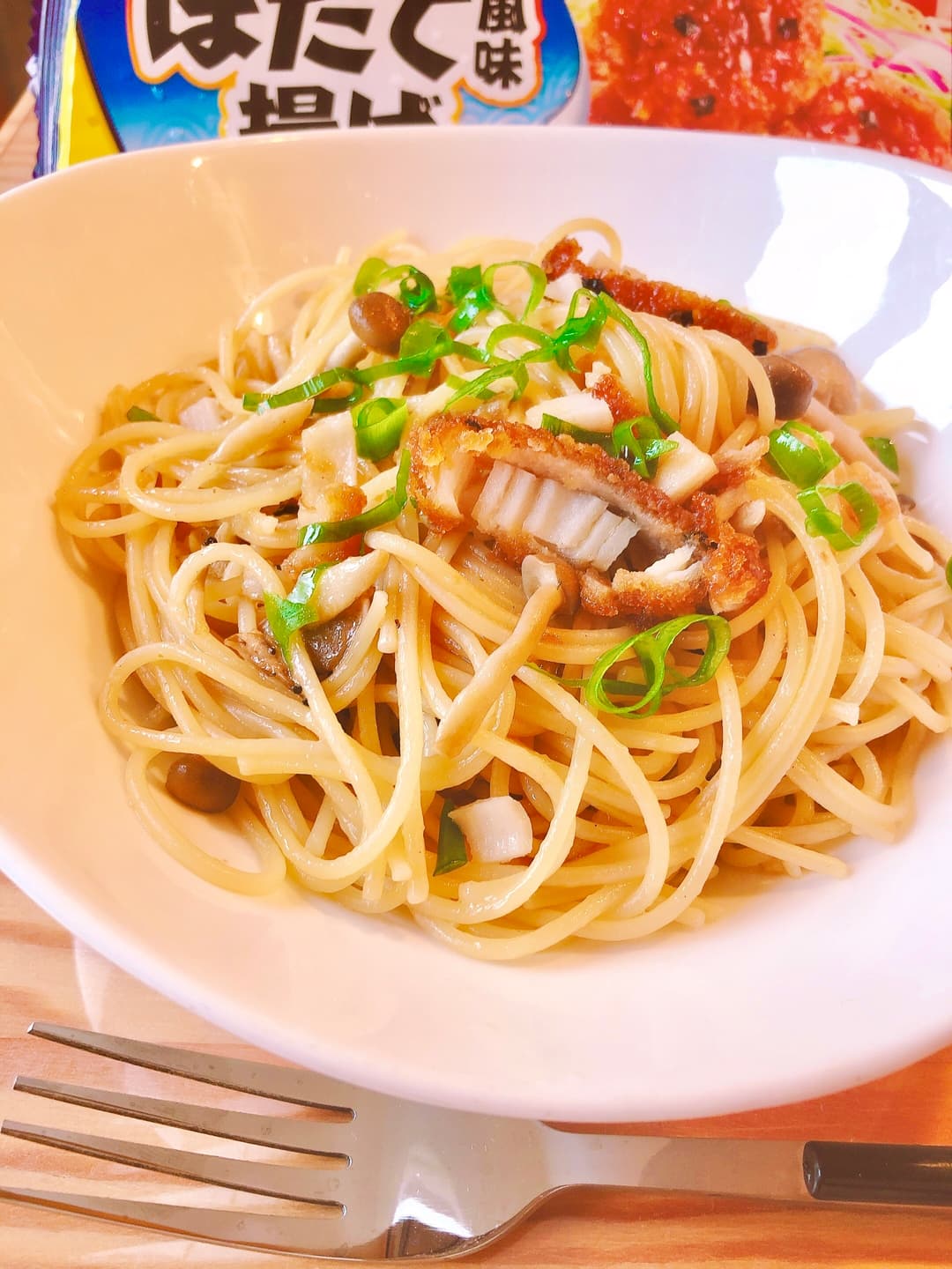 ほたて風味のバター醤油スパゲティの完成写真