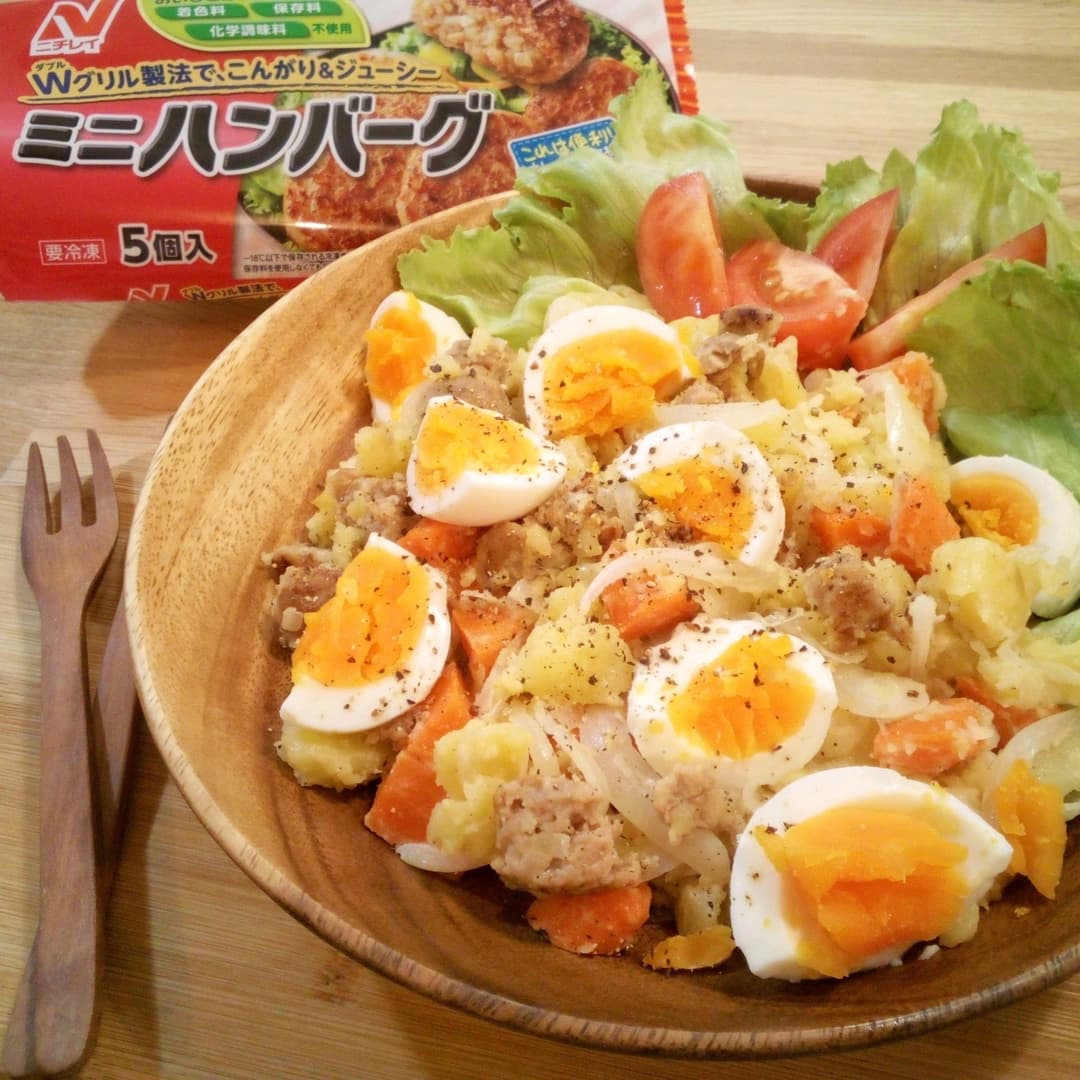 ハンバーグポテトサラダの完成写真