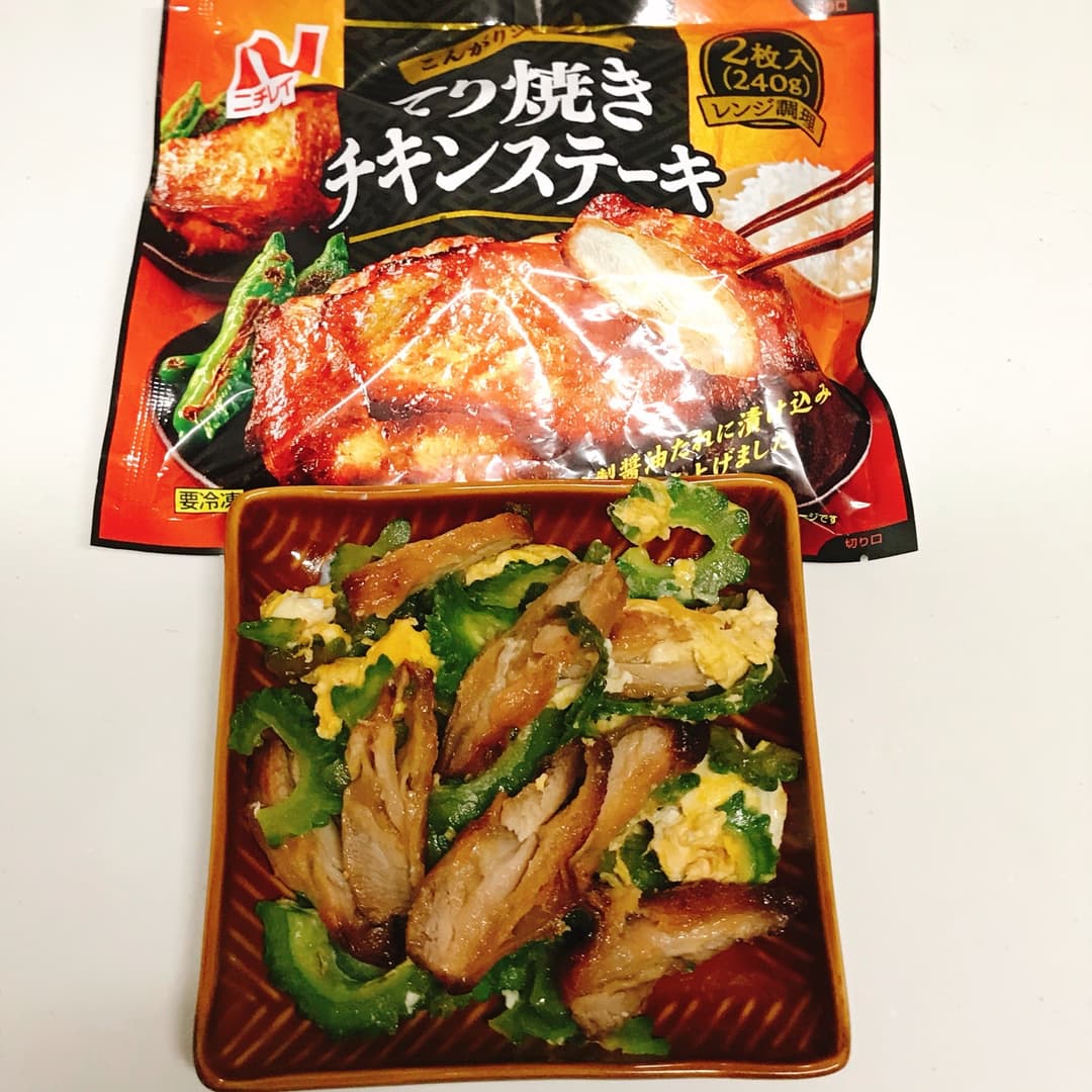 てり焼きチキンのゴーヤチャンプルーの完成写真