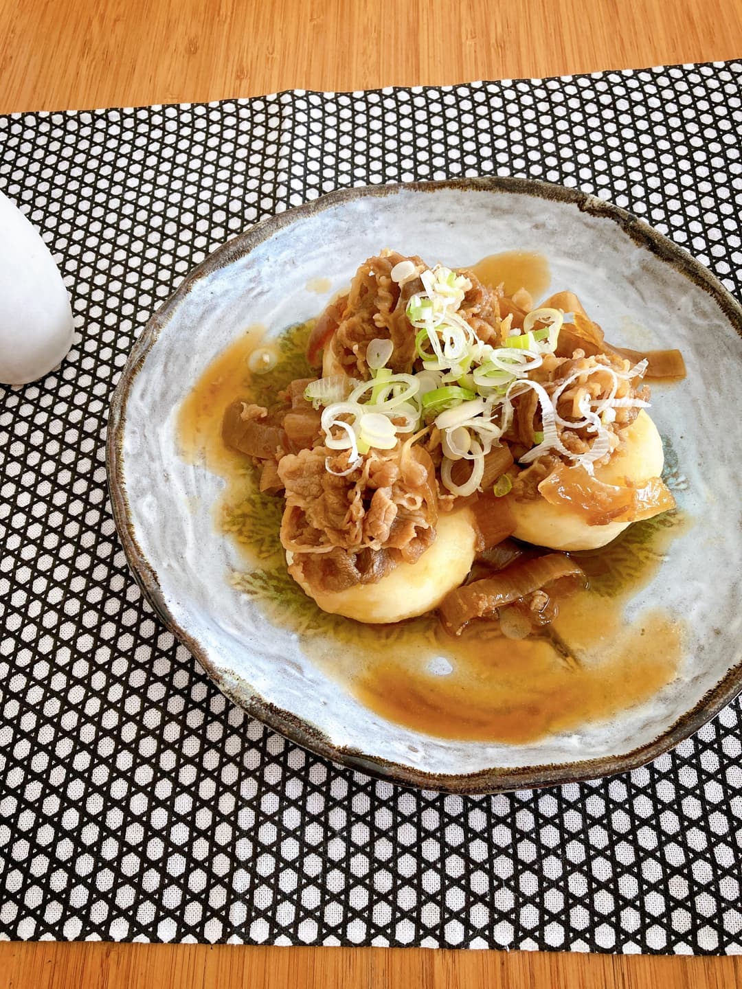 マッシュポテト牛すき煮のせの完成写真