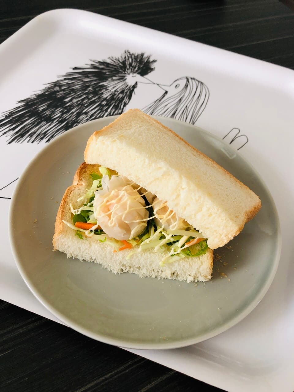 甘えびシューマイのマヨサンドの完成写真