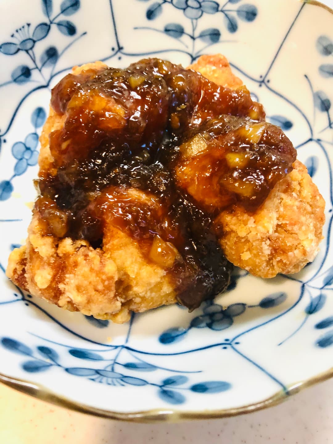 竜田揚げの玉ねぎソースかけの完成写真