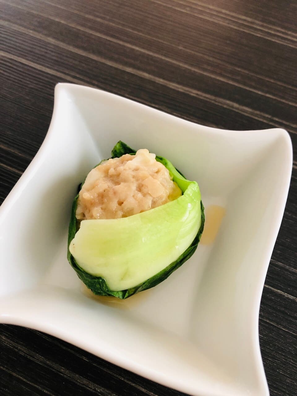 四川焼売の青梗菜巻きの完成写真