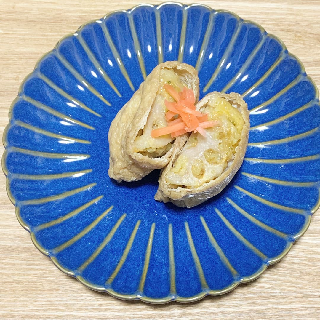 れんこんのはさみ揚げ入りいなり寿司の完成写真