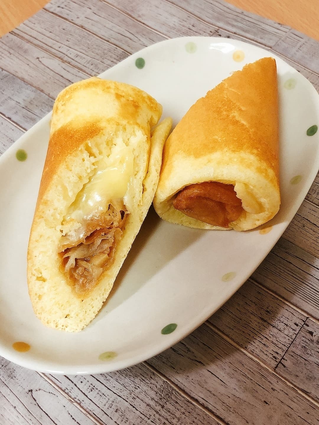 とろパリ春巻のホットケーキロールの完成写真