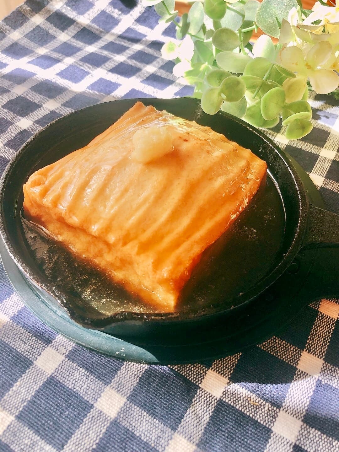 厚揚げに和風オムレツをinした熱々あんかけの完成写真