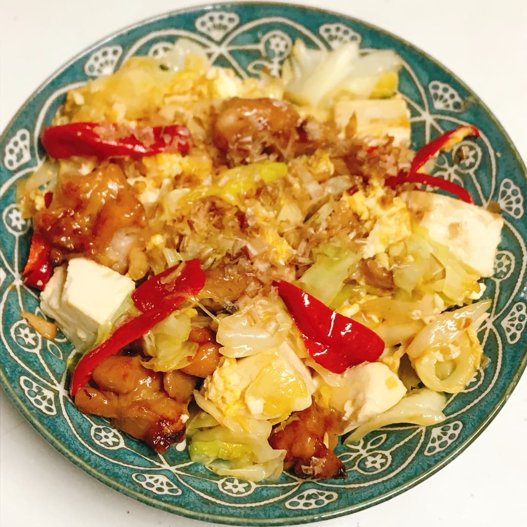 大串やきとりの豆腐チャンプルの完成写真