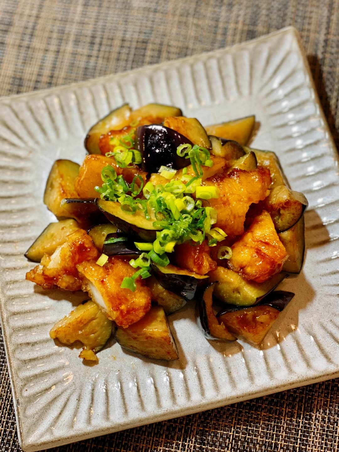 いかとナスの中華炒めの完成写真