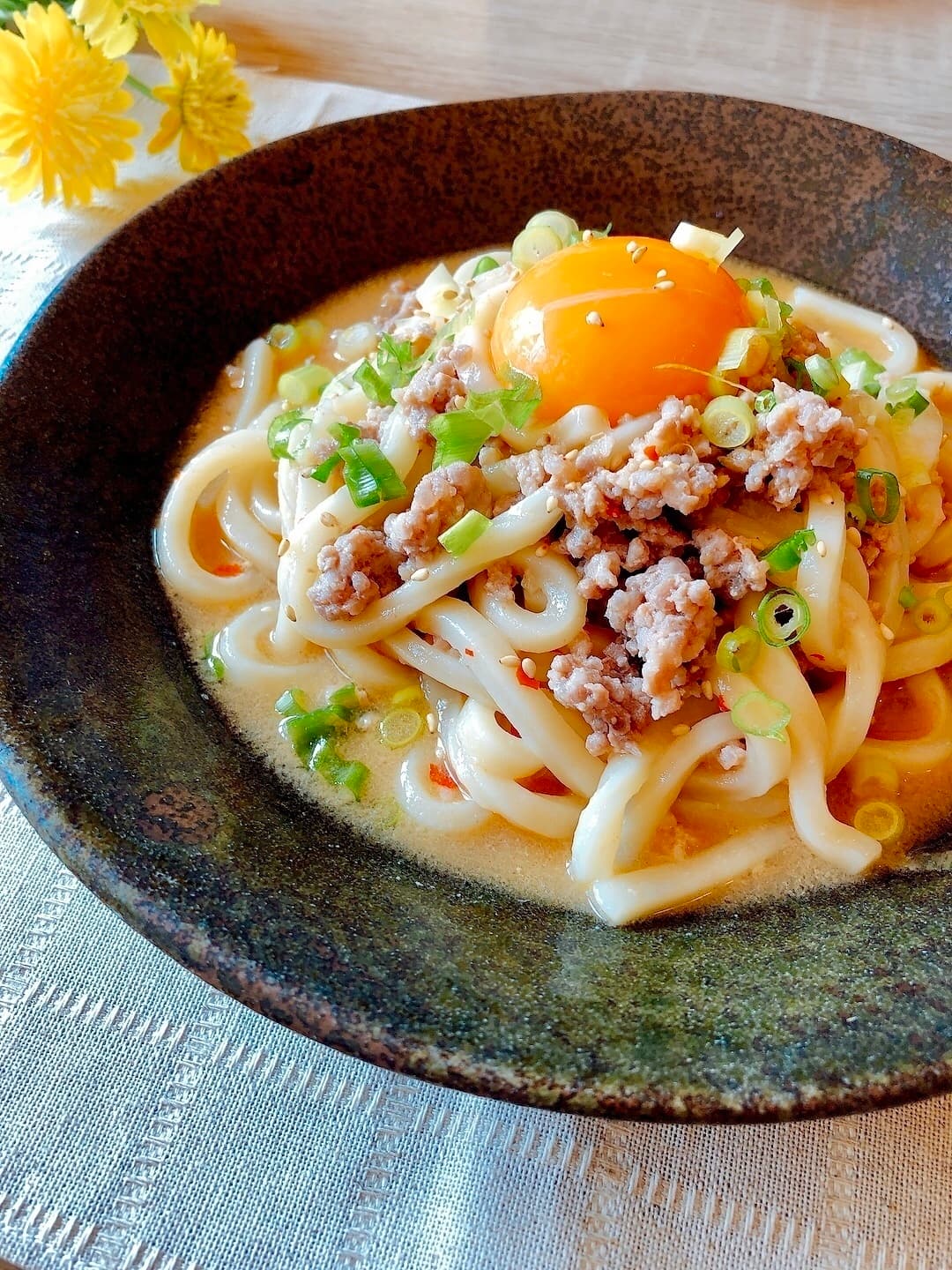 鶏つくねの麻婆うどんの完成写真