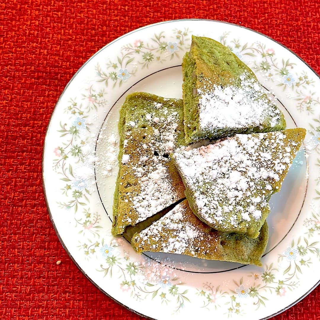 もちもち抹茶パンケーキの完成写真