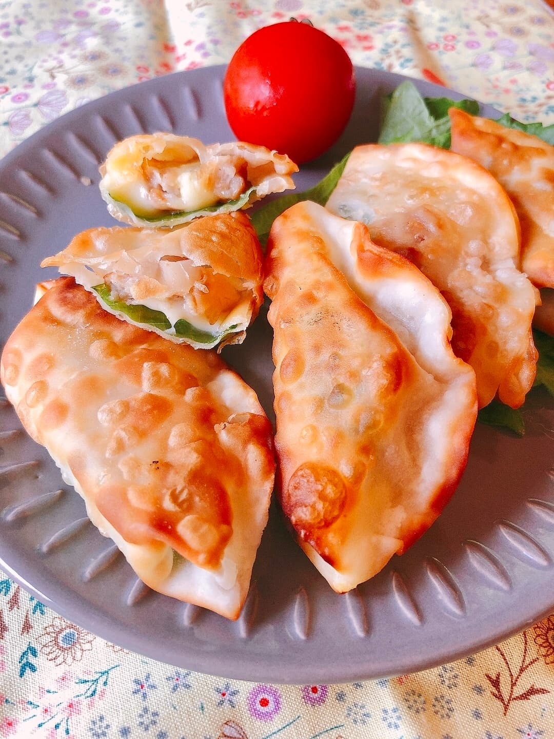 肉巻きポテサラのチーズ餃子の完成写真