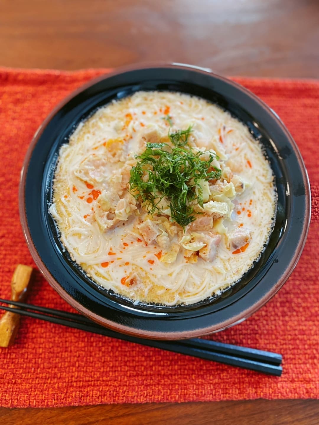 海老坦々素麺の完成写真