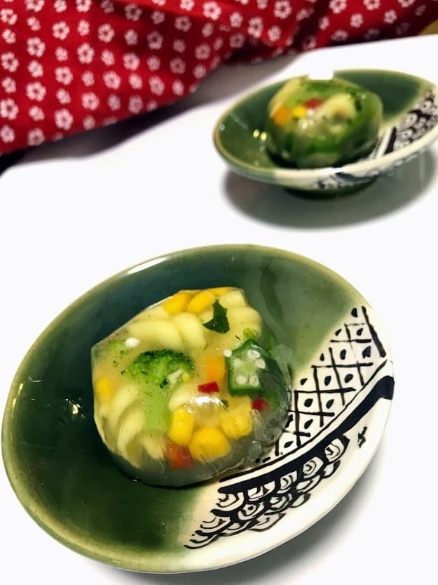 にぎやか野菜の寒天寄せの完成写真