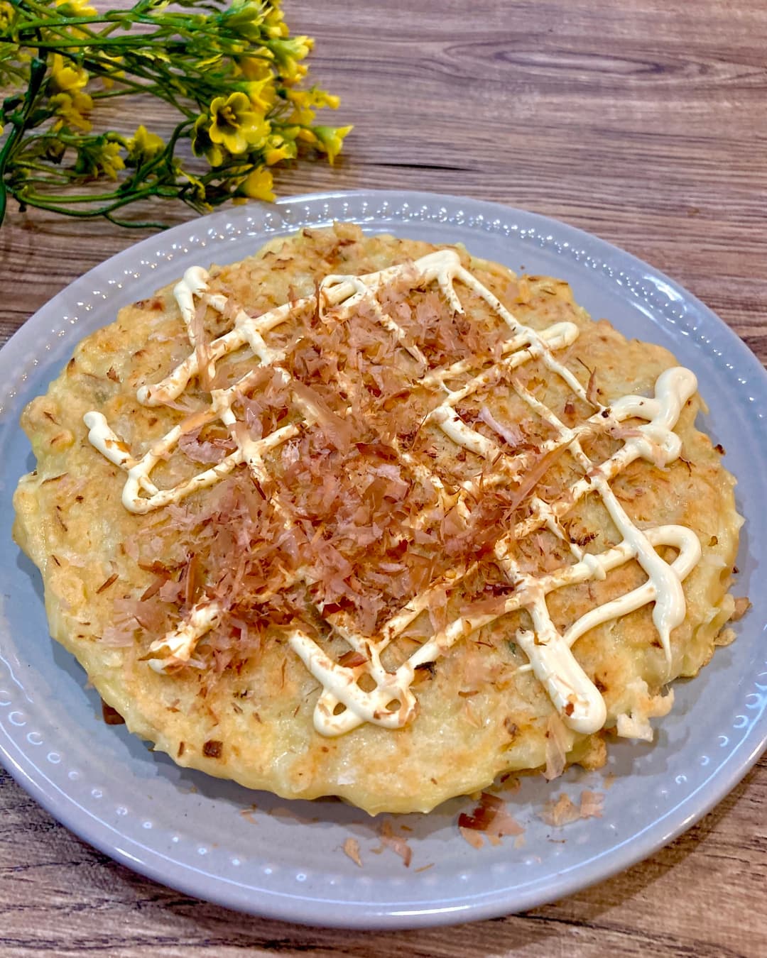 ねぎ塩味のお好み焼きの完成写真