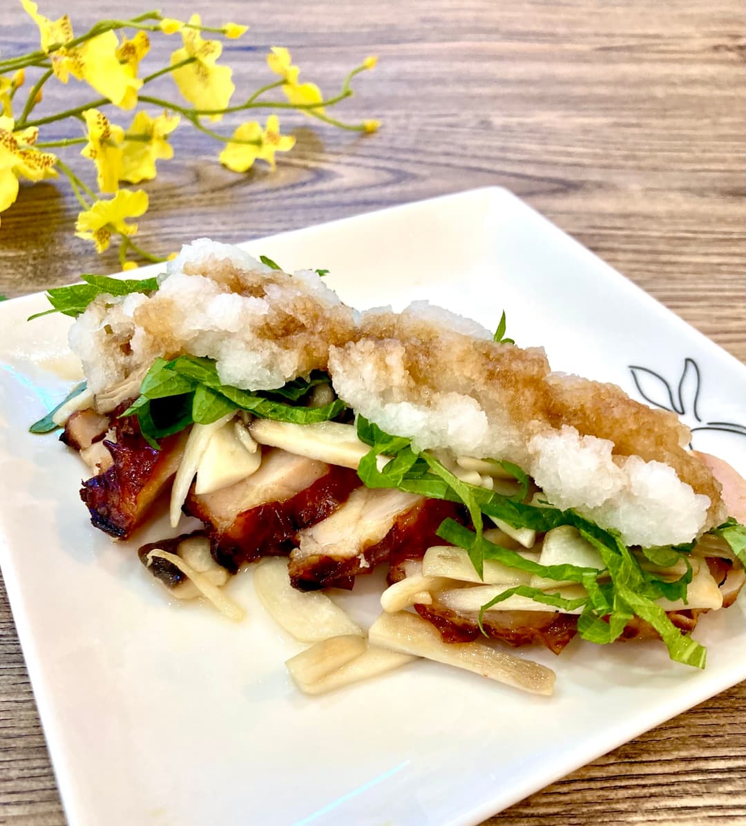 おろしポン酢で食べるチキンステーキの完成写真