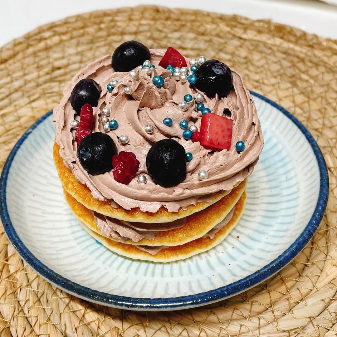 もちもちチョコホイップパンケーキの完成写真