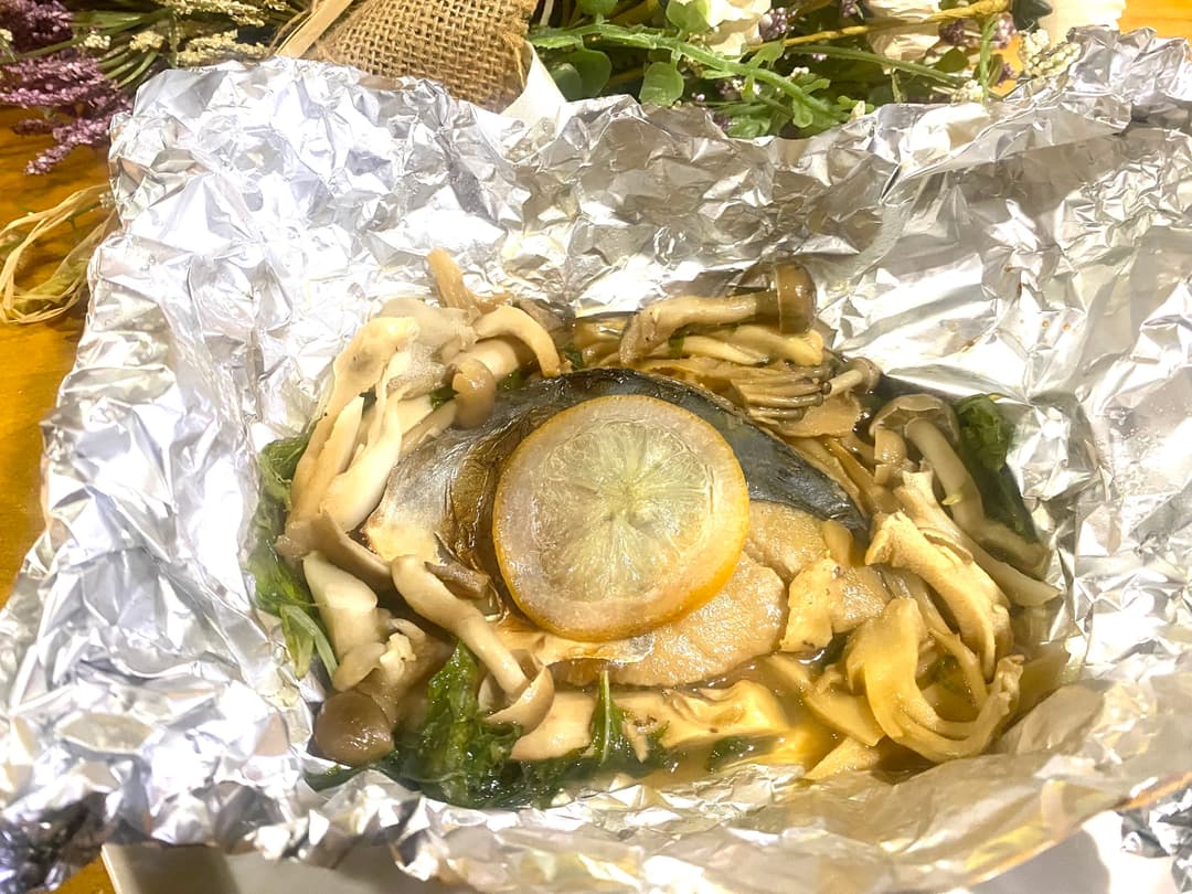 サワラとキノコのホイル西京焼きの完成写真