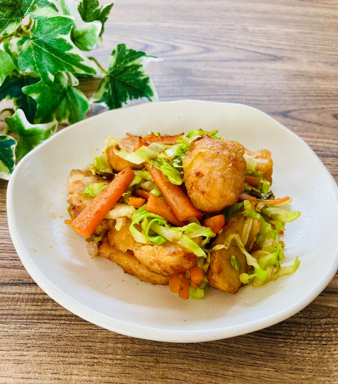 むねからと野菜のオイスター炒めの完成写真