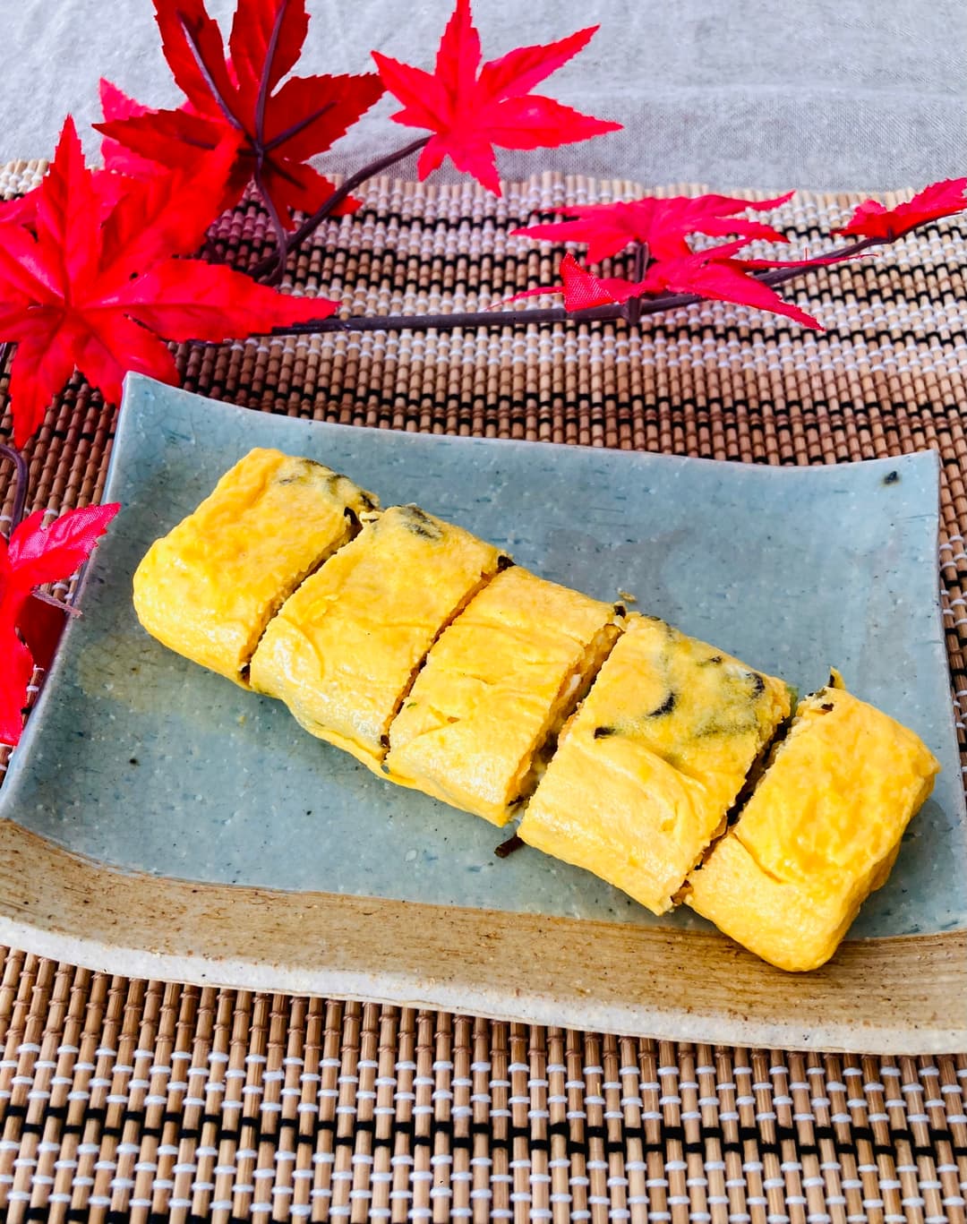 ちくわの磯辺揚げと塩昆布の卵焼きの完成写真