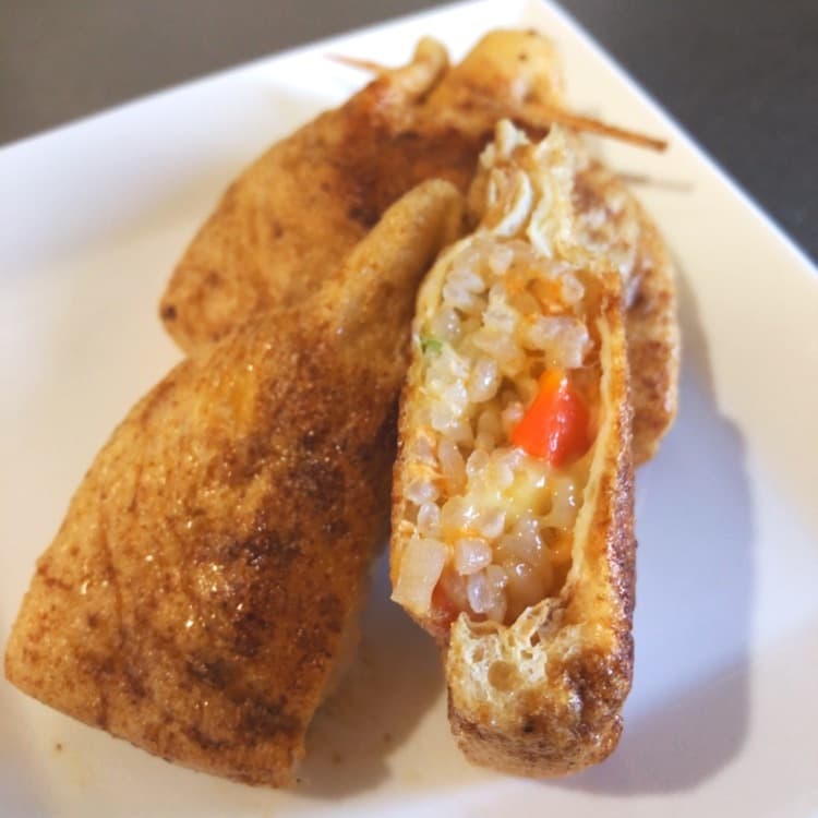鮭五目ごはんの巾着焼きの完成写真