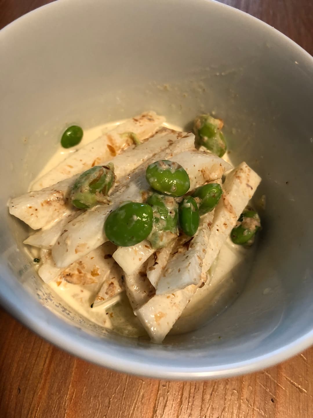 大根と枝豆のおかかマヨ和えの完成写真
