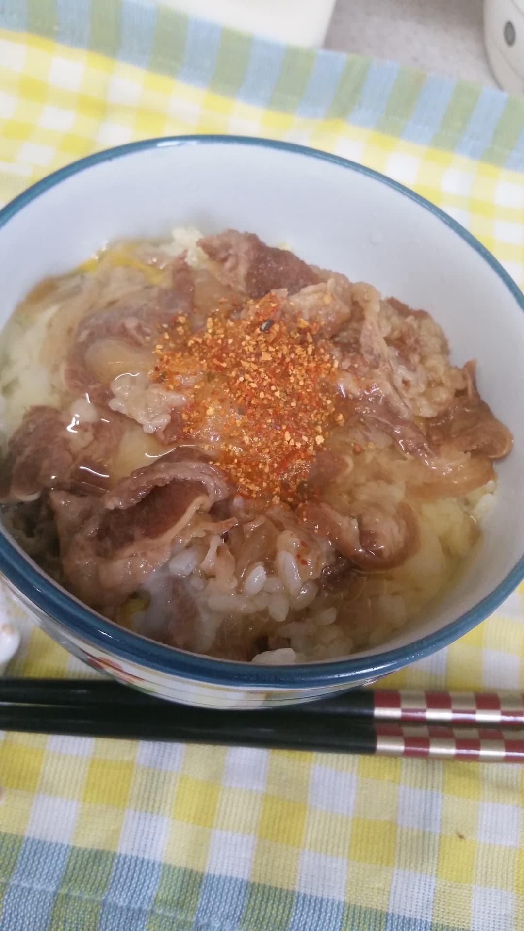 レンジで松屋の他人丼の完成写真