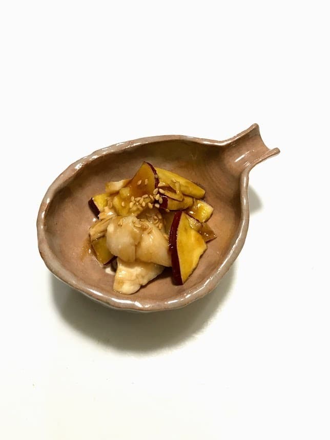 鶏とさつま芋の甘酢餡の完成写真