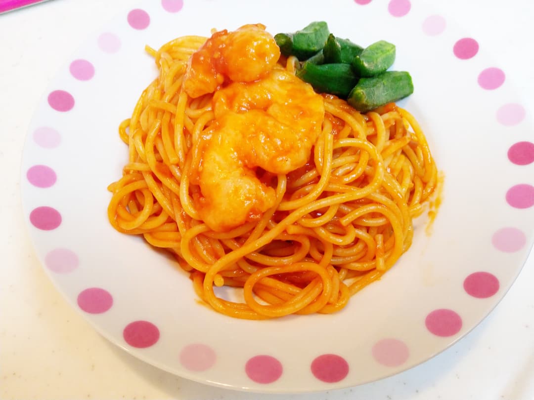 エビチリパスタの完成写真