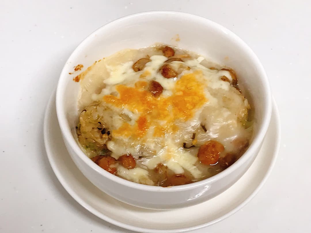 枝豆こんぶのなめこドリアの完成写真