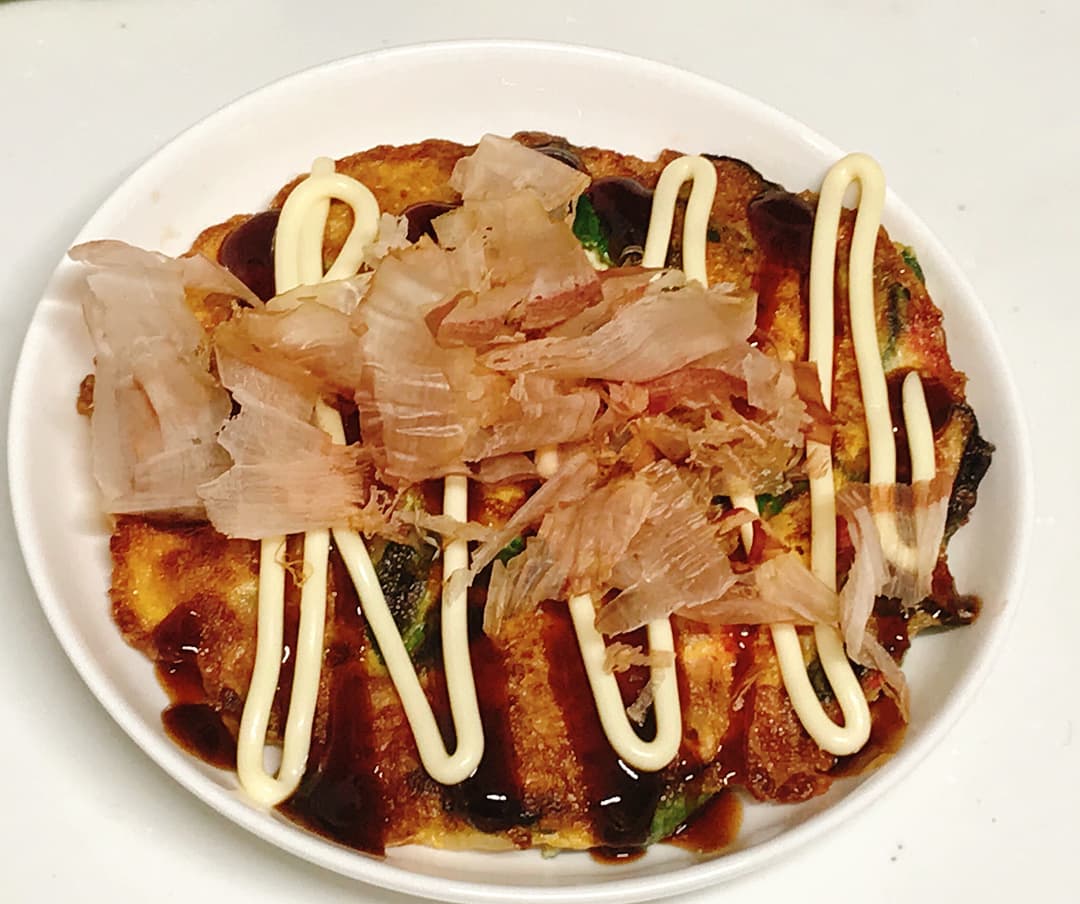 TKGネギお好み焼き風枝豆こんぶの完成写真