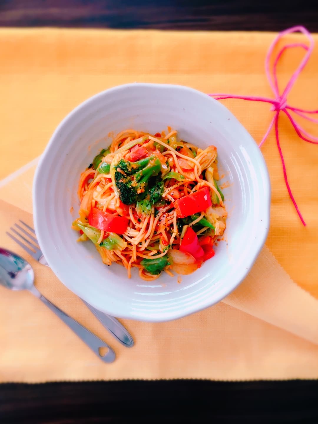 5種野菜の彩りパスタの完成写真