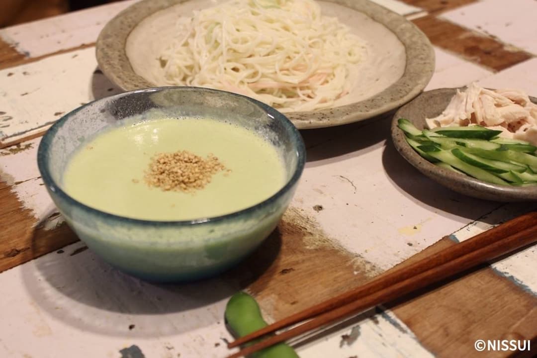 そうめんの茶豆つけ汁の完成写真